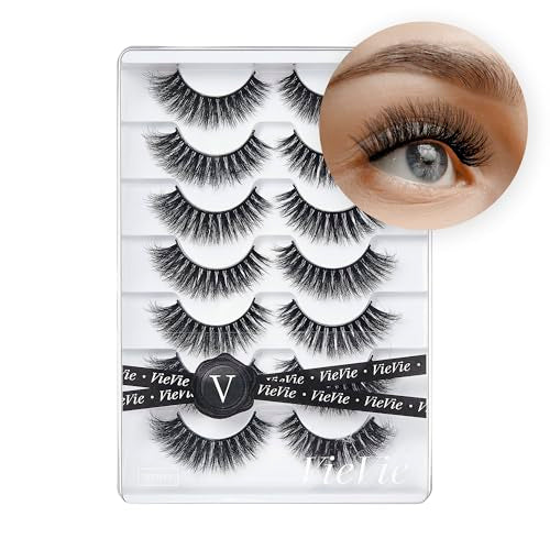 VieVie False Eyelashes Natural Faux Mink Strip Lashes 7 Pairs