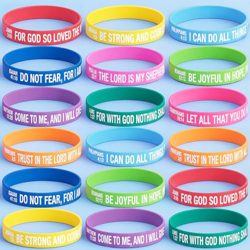30 Pcs Bulk Inspirational Bible Verse Bracelets - 10 Colors