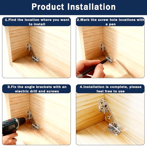 22-Pack Stainless Steel L Brackets for DIY Furniture Support