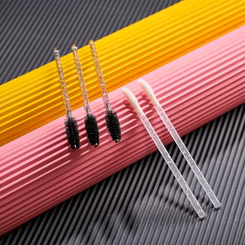 CAIYA 100 Pack Disposable Makeup Brush Set - Crystal Lash Spoolies & Lip Wands