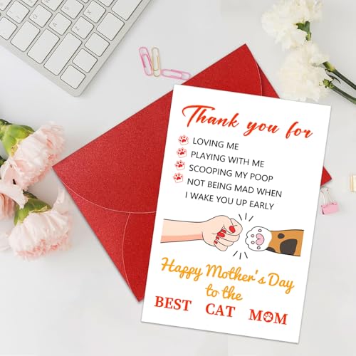 Funny Cat Mom Mother's Day Card with Envelope - Perfect Gift