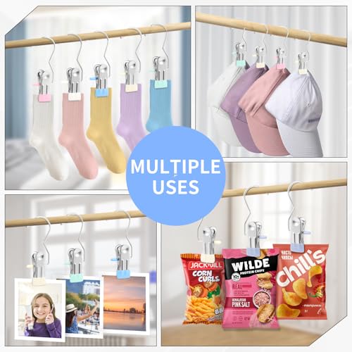 Senbowe 30 Pack Heavy Duty Stainless Steel Laundry Hooks - Multi-Color