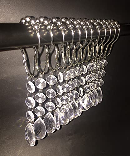 WANLIAN 12-Piece Rustproof Stainless Steel Shower Curtain Hooks - White