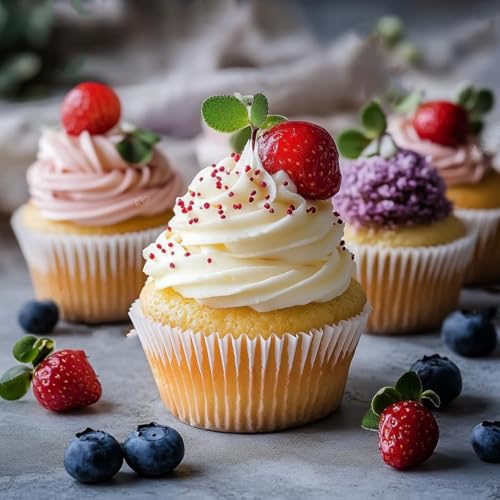 200pcs White Cupcake Liners - Grease-Proof & Nonstick