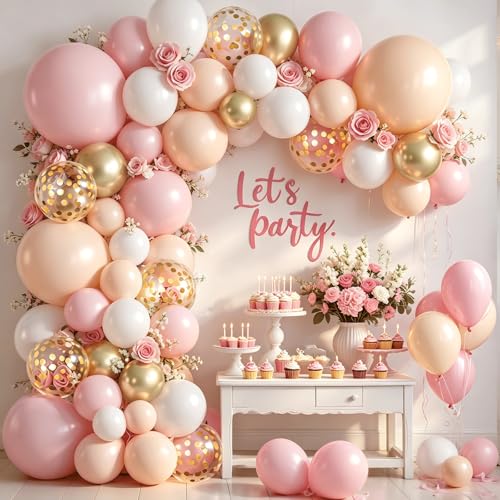 Pink and Gold Balloon Arch Kit - 139 Latex Balloons for Parties