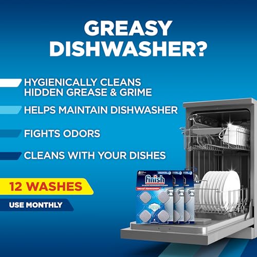 Finish Dishwasher Cleaner Tablets, Deep Cleaning Grease Remover - 12 Count