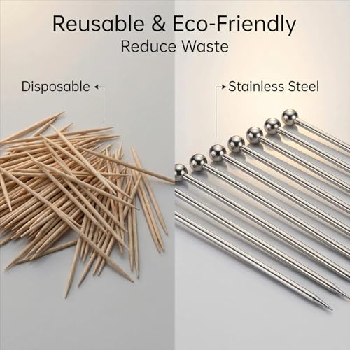 Reusable Stainless Steel Cocktail Picks Set - 6PCS Rose Gold
