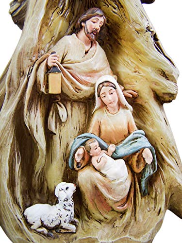 Nativity Scene Sculpture - Holy Family Resin Figurine for Christmas Decor, 16.5"