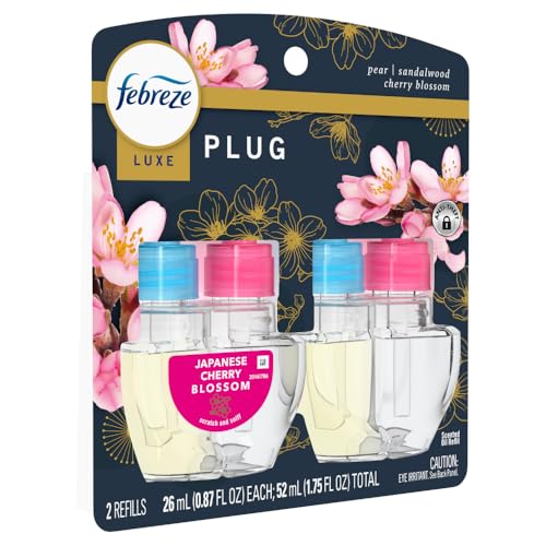 Febreze Plug In Air Freshener, Odor-Fighting Scented Oil Refill, Japanese Cherry Blossom, 2 Refill
