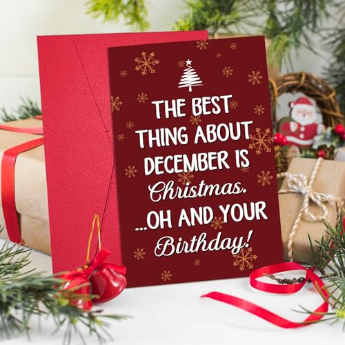 Funny December Birthday Card for Men & Women - Christmas Humor