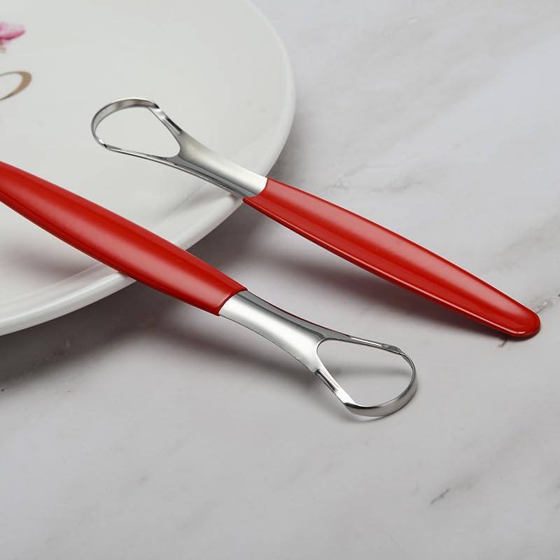 MEOOAWQI Stainless Steel Tongue Scraper 2-Pack - Metal Tongue Cleaner for Bad Breath