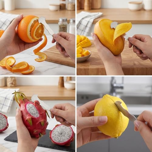 Jeffdad 4-Piece Stainless Steel Citrus Peeler Set with Ergonomic Grip