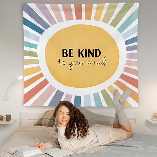 Boho Sunshine Inspirational Tapestry - Be Kind to Mind Wall Blanket (Style F)