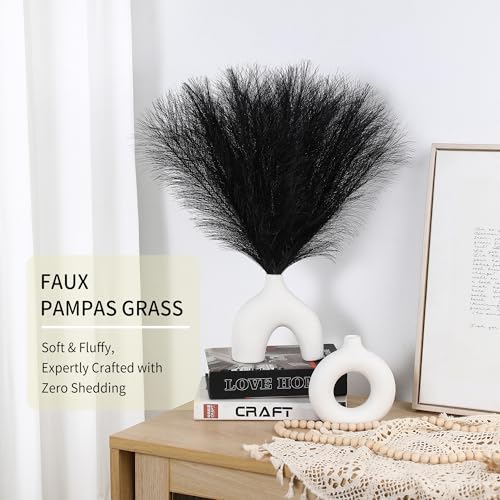 36Pcs Black Faux Pampas Grass - 21.6 Inch Decorative Stems for Home Decor