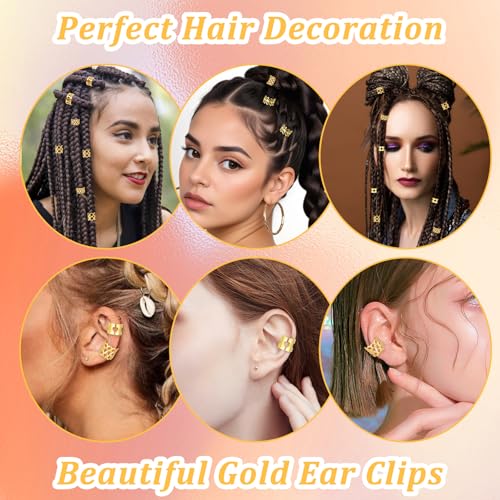 Tyqour 50Pcs Gold Hair Cuffs for Braids - Dreadlock Jewelry & Charms