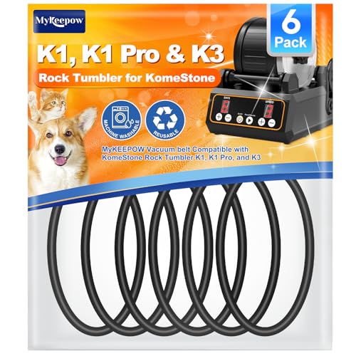 6 Pack Rock Tumbler Belts Compatible with KomeStone K1, K1 Pro, K3 - Replacement Rubber Belts
