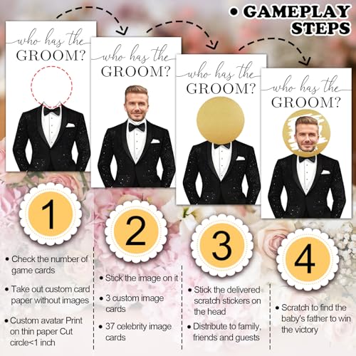 Who Has the Groom Scratch Off Game - Bridal Shower Fun for 41 Guests (Black03)