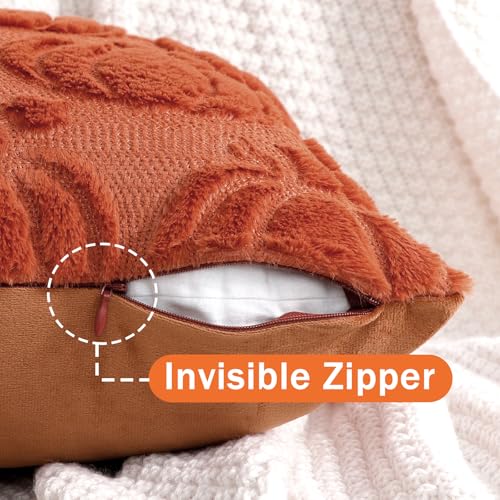 Coddsmz Fall Pumpkin Throw Pillow Covers 18x18 Inches Set of 2 Rust Caramel Plush Halloween Decor