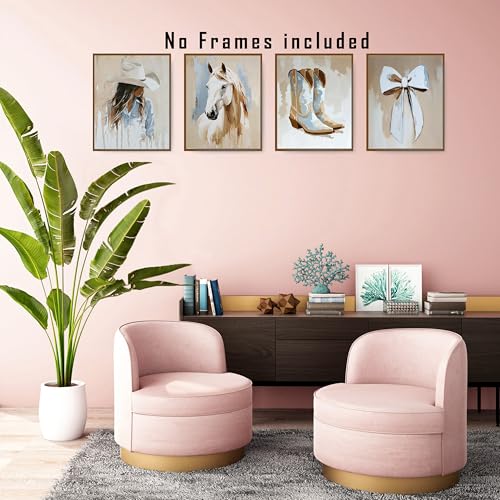 Cowgirl Wall Art Prints Set of 4 – Unframed Western Decor 8x10