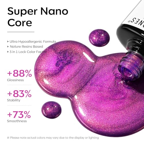 Modelones Chameleon Purple Gel Nail Polish 15ml Pink Holographic Shimmer