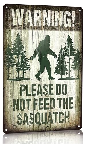 Bigfoot Warning Metal Sign - 8x12 Inch Rustic Aluminum Decor for Man Cave