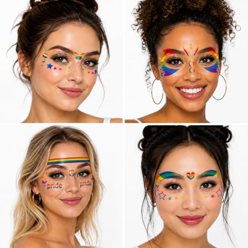 Pride Temporary Tattoos Bulk Pack - 128+ Waterproof LGBTQ Rainbow Stickers for Parades