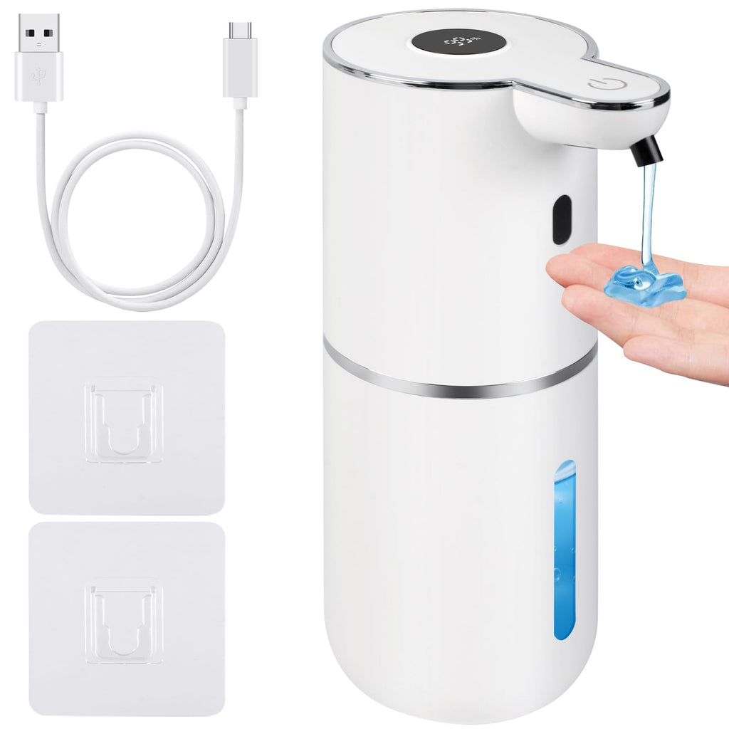 Automatic Soap Dispenser, Hand Soap Dispenser 12.8oz/380ml Smart Rechargeable, Liquid Touchless Soap Dispensers with 6-Level, Wall Mounted or Countertop Dish Soap Dispensing for Bathroom & Kitchen