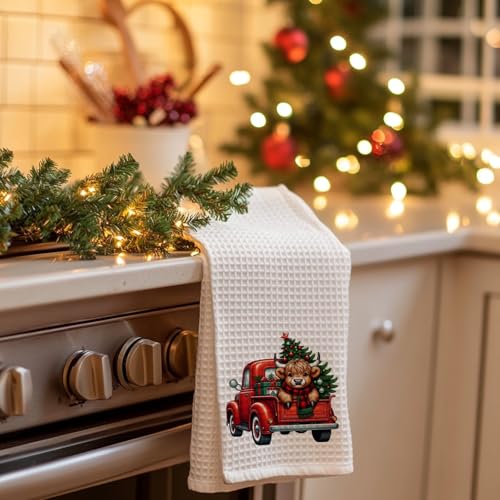 BitKan Redcow Cow Christmas Hand Towels - Kitchen & Bathroom Decor, 16x24 inches