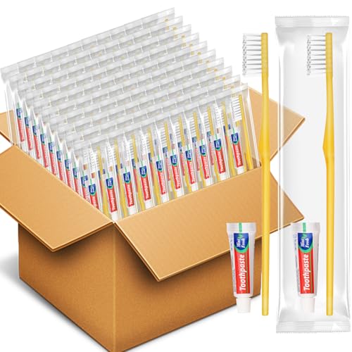 HOFASON Disposable Travel Toothbrush Set with Toothpaste 10 Pack