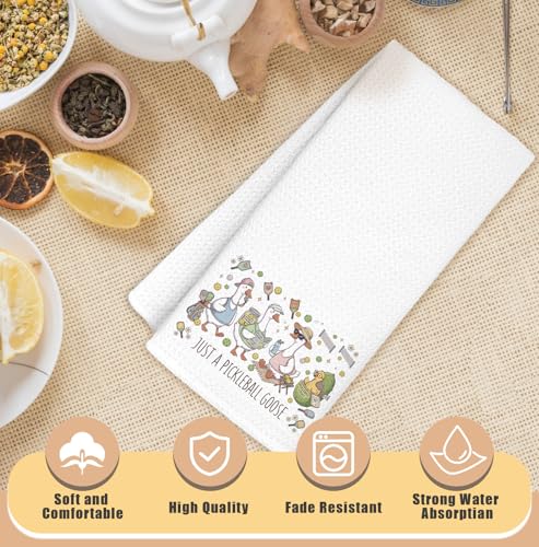 Cute Pickleball Goose Kitchen Towels - 16x24 Inch Decorative Hand Towels