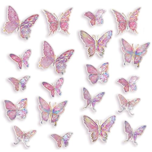 60PCS 3D Pink Butterfly Wall Decor for Princess Rooms