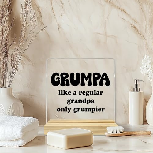 Funny Grandpa Acrylic Desk Sign - Grumpier Than Regular Grandpa Gift