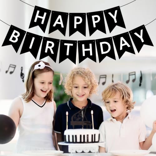 Black Happy Birthday Banner Sign with Personalized Name - Party Decorations
