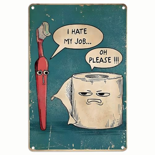 Funny Bathroom Metal Sign - Blue Toothbrush Humor Wall Art 8x12