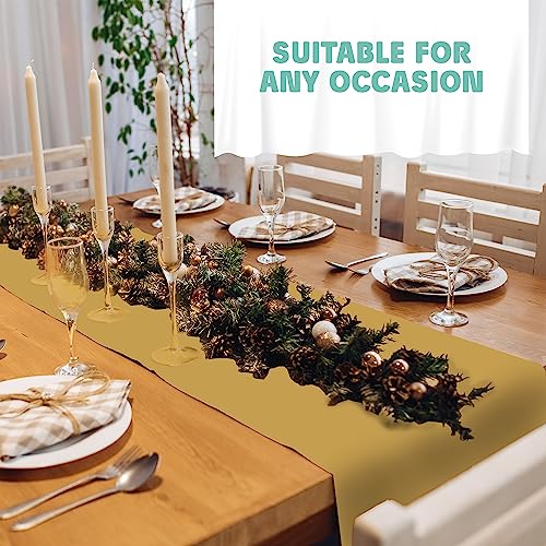 Gold Table Runner - 1320" x 14" Rectangular Disposable Plastic Cover - Party Decor