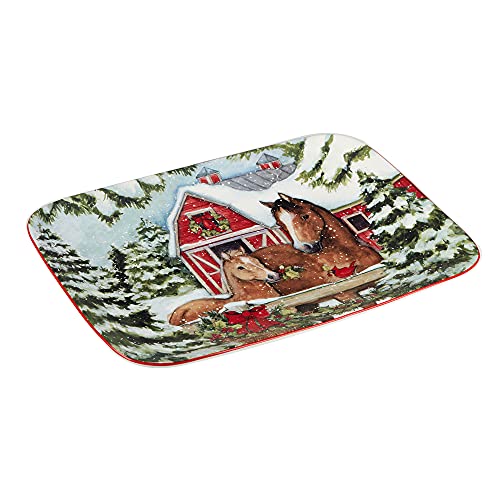 Christmas Rectangular Serving Platter 14x10 Inches - Holiday Dinnerware