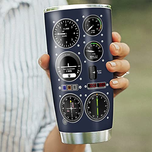 20 Oz Insulated Stainless Steel Tumbler for Pilots - Coffee Mug Gift