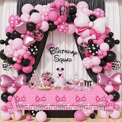 Cartoon Pink Bow Mouse Tablecloth - 3 Pack, 54x108 Inch for Birthday Parties