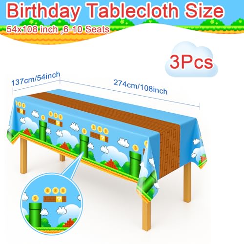 Adventure Classic Game Tablecloths - Red Bricks & Blue - 3pcs - 54x108in