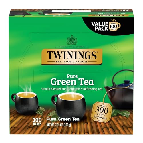 Twinings Pure Green Tea Bags, 100 Count (Pack of 1) - Caffeinated