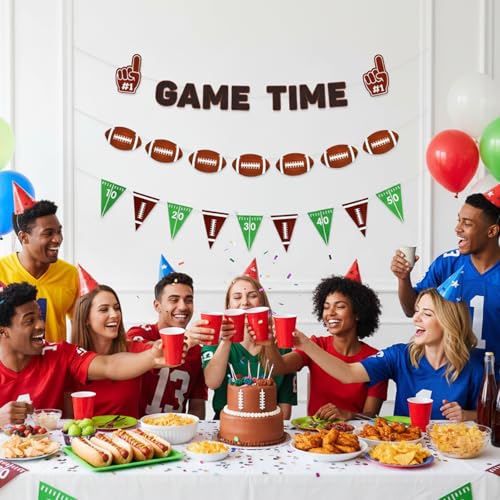 Football Party Decorations - 3 Pcs Banner Garland Set for Game Day