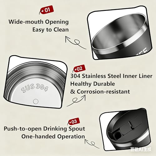 Kilimazart 12 oz Insulated Coffee Mug with Lid and Handle - Stainless Steel