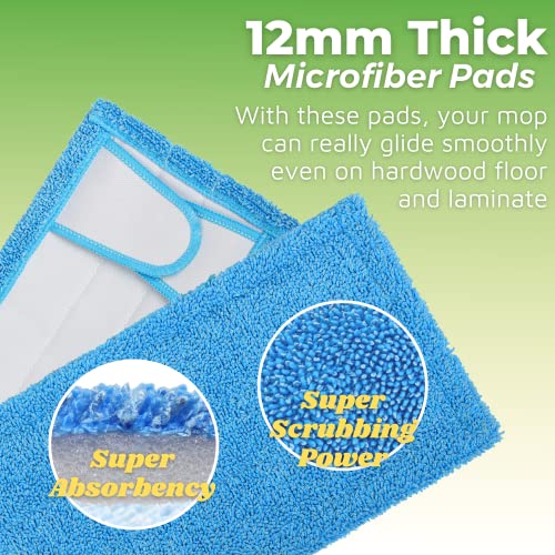 Flammi 2-Pack Blue Reusable Mop Pads for Swiffer Sweeper - Washable Microfiber Refills
