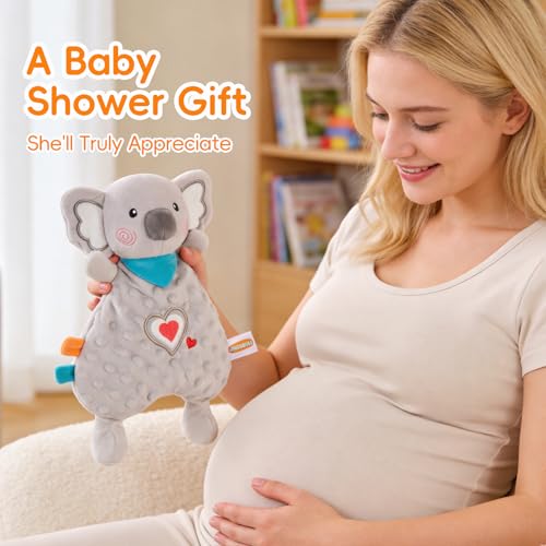 JINBOBUBU Koala Baby Security Blanket, Organic Cotton Plush Lovey