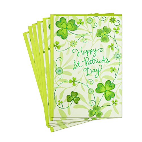 Hallmark St. Patrick's Day Greeting Cards with Envelopes, Shamrock Design (6-Pack)