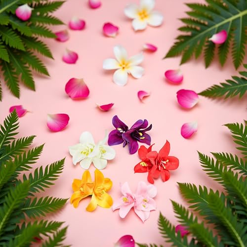 5-Piece Artificial Hawaiian Hibiscus Plumeria Flower Hair Clip Set
