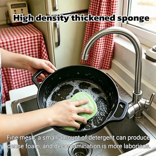 Heavy Duty Reusable Microfiber Kitchen Sponge Double-Sided Cleaning Pad