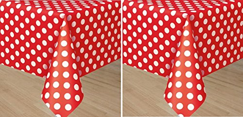 Ruby Dots Rectangular Plastic Table Cover 54" x 108" - Elegant Design for Events & Parties