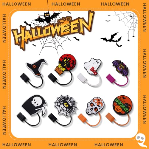 8PCS Halloween Silicone Straw Covers for Stanley Tumblers 10mm