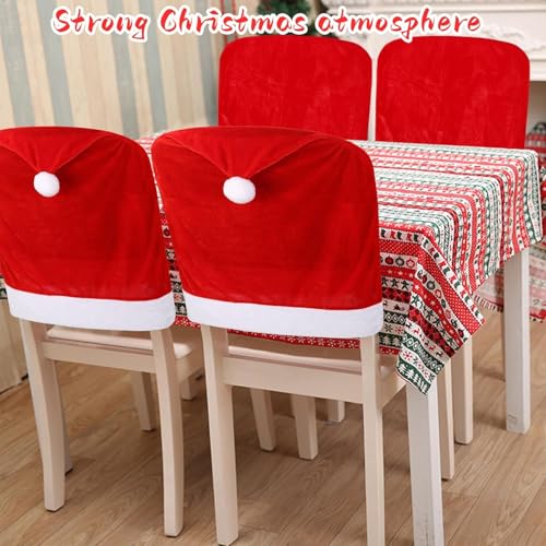 Christmas Santa Hat Chair Covers Set of 2 - Festive Holiday Decoration